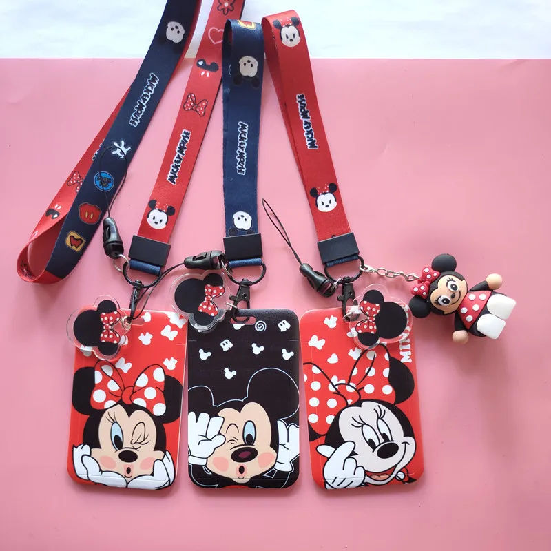 Porta carte Disney Mickey Minnie Mouse con cordino porta carte ABS nome  della banca porta carte di credito porta carte di credito porta carte di