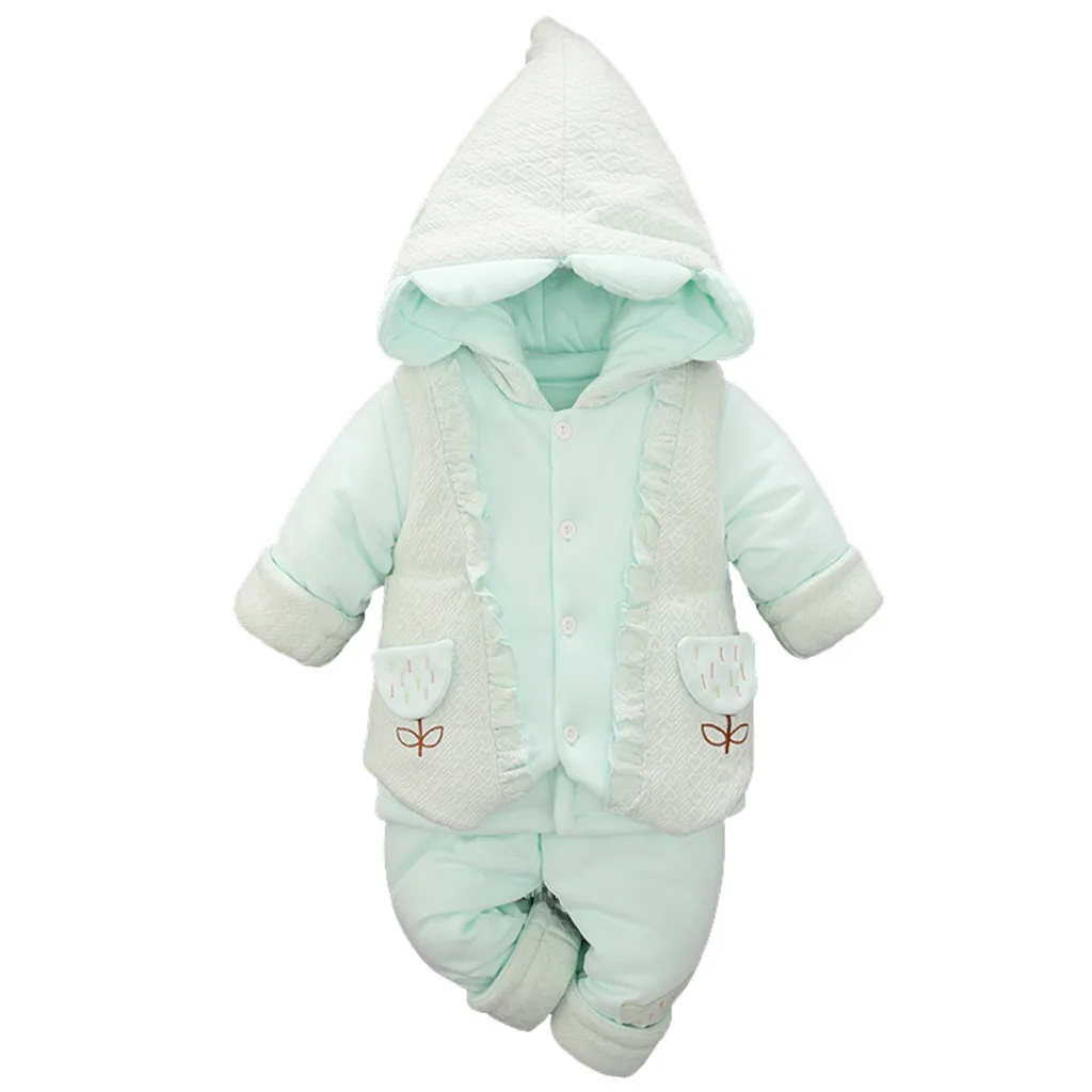 Newborn Toddler Baby Romper Cute Cartoon Cotton-padded Hooded Romper Jumpsuit Outfits Infant Boys Girls Baby Onesie Clothes