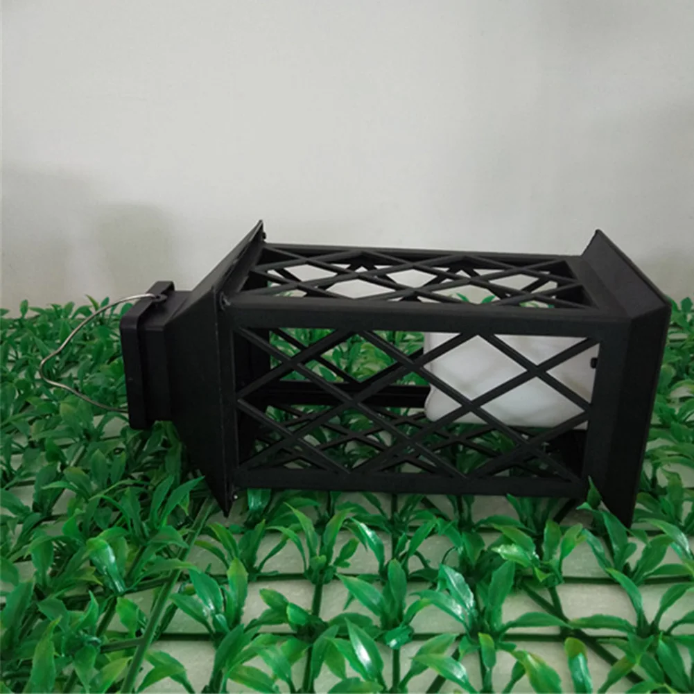 

Solar Powered Candle Lantern Electronic Easy Install Garden LED Light Safe Traditional Decor Hanging Black Table Gift Flickering
