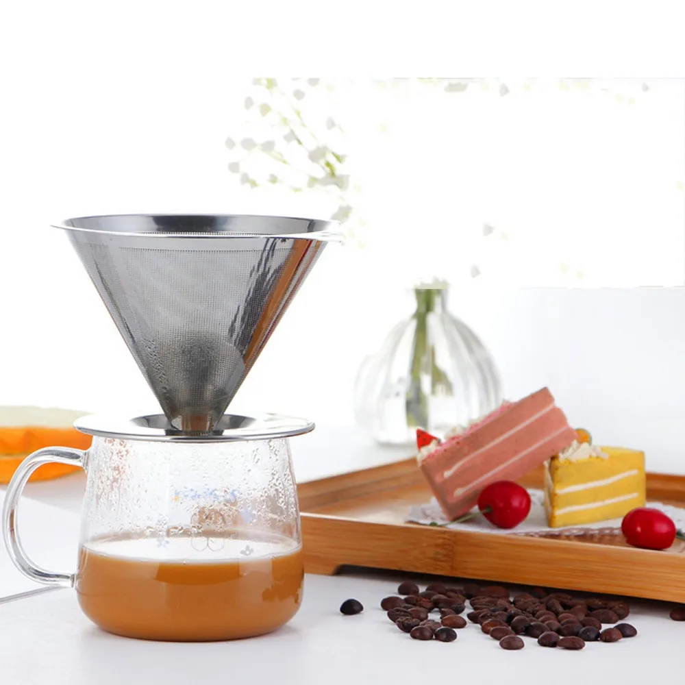 Double Layer Coffee Filter Holder Stainless Steel Pour Over Coffees Dripper Mesh Coffee Tea Filter Funnel Basket Filters Tools Double Layer Coffee Filter Holder Stainless Steel Pour Over Coffees Dripper Mesh Coffee Tea Filter Funnel Basket Filters Tools