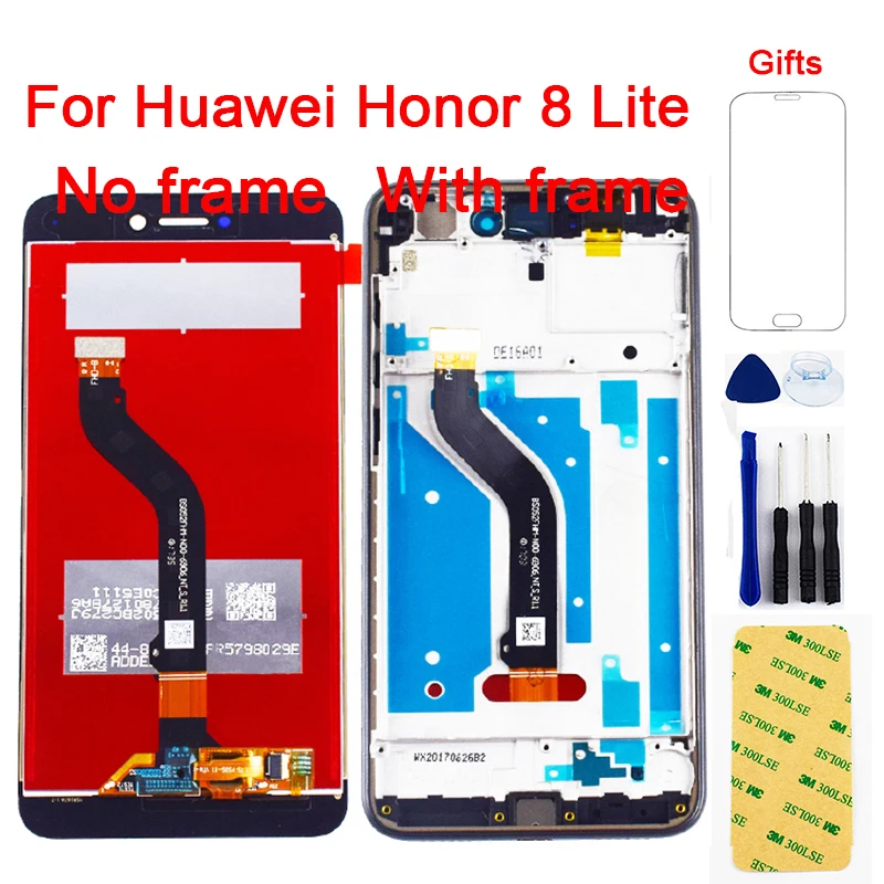 Продажа Для Huawei Honor 8 Lite ЖК дисплей PRA TL10 PRA LX1 LX3 для Honor 8 Lite ЖК сенсорный экран дигитайзер Датчик в сборе с рамкой