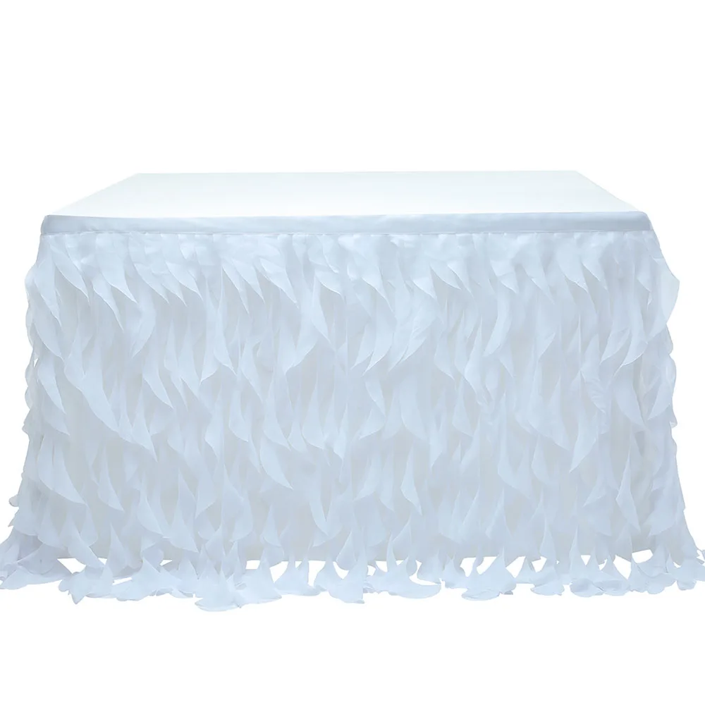 

Table Skirt for Wedding Decoration Wavy Tulle First Britday Party Curly Table Cloth Wicker Christmas Festive Baby Shower Decor