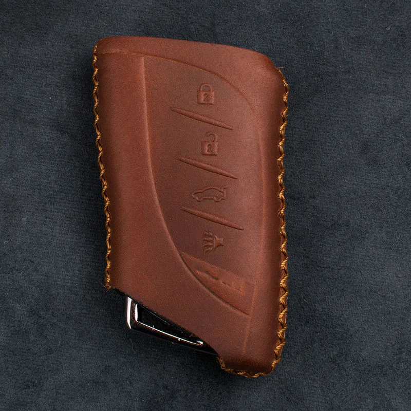 4button brown Кожаный чехол для ключа автомобиля, чехол для ключей для Lexus ES300h ES350 ES200 ES260 LS350 LS500h, брелок для автомобиля - Название цвета: 4button brown