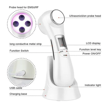 

6 in 1 LED RF Photon Therapy Facial Skin Lifting Rejuvenation Vibration Machine EMS Ion Microcurrent Mesotherapy Beauty Tools
