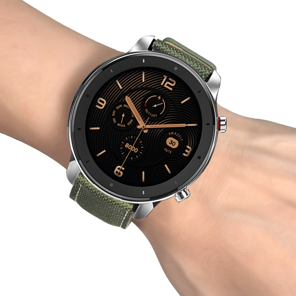 Холст+ кожаный PU ремешок-браслет для Xiaomi Huami Amazfit GTR 47 мм Смарт часы браслет 22 мм ремешок для huawei Watch GT Correa