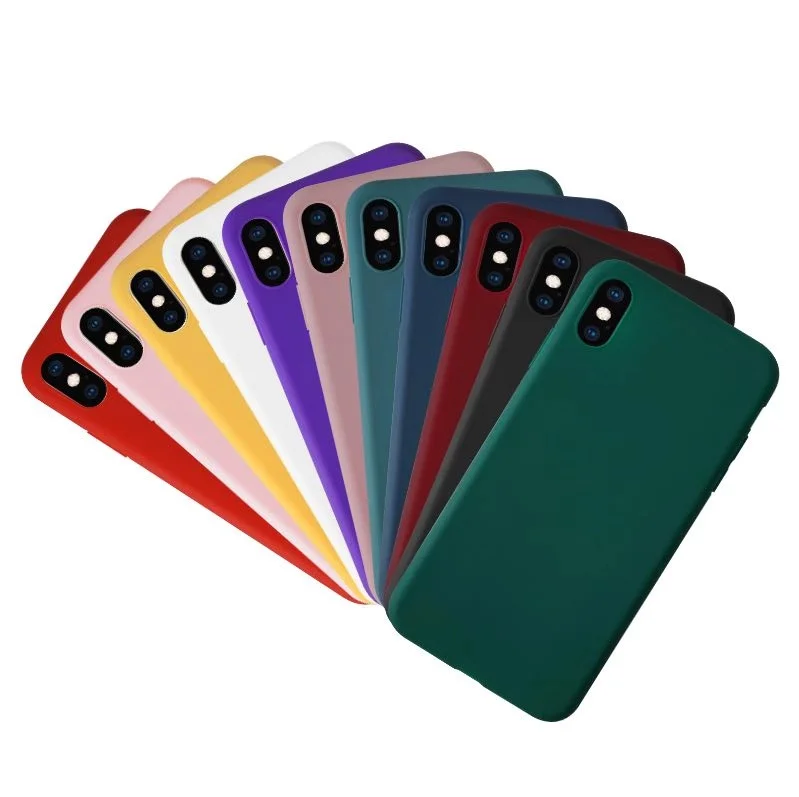 

Luxury Soft Back Matte Color Cases for iPhone 7 plus 8 6 6s X XS max XR Case Shockproof TPU Silicone Back Cover Capa