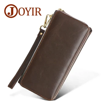 

New Genuine Leather Men Long Wallet Clutch Casual Money Card Holder Handbag Vintage Zipper Coin Purse Wallet For Man 9376