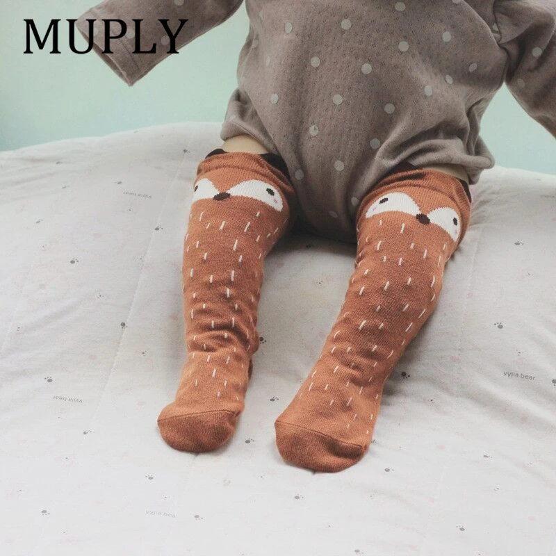 1 Pair Unisex Lovely Cute Cartoon Fox Kids baby Socks Knee Girl Boy Baby Toddler Socks animal infant Soft Cotton Socks Leg Warm