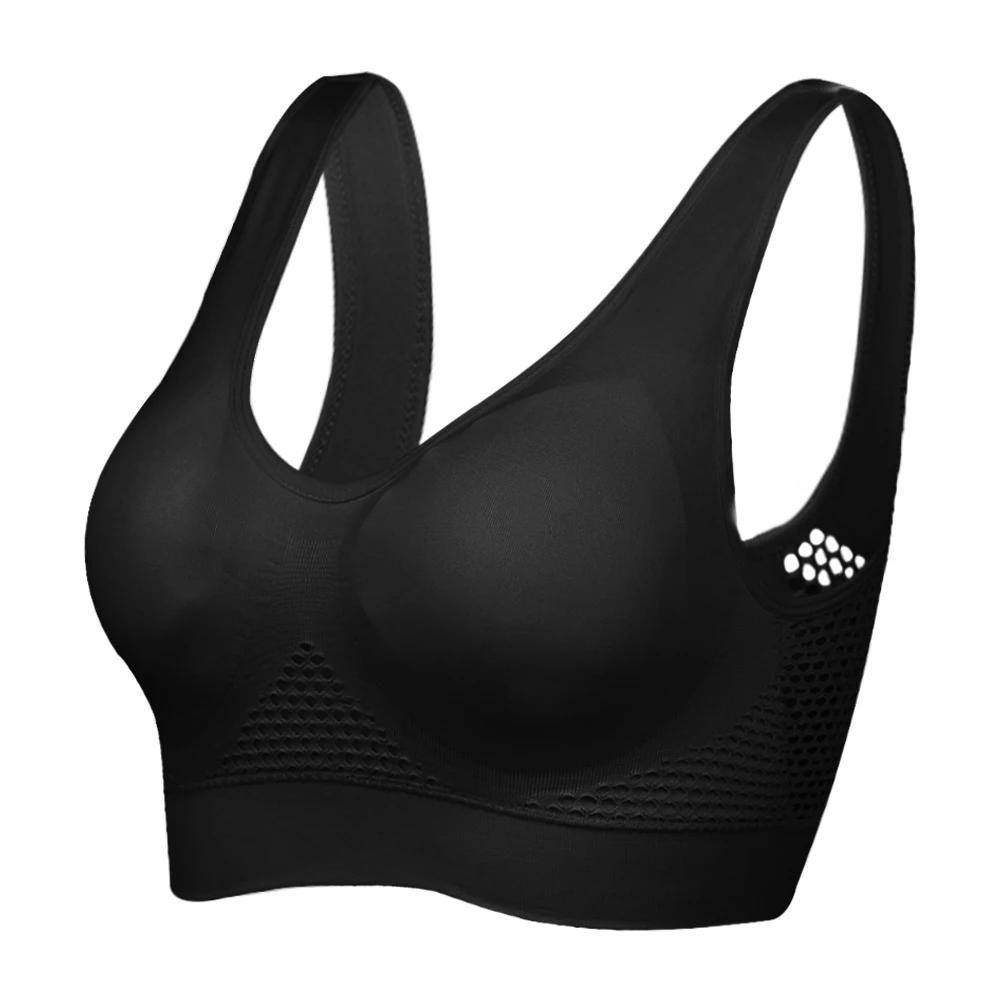 black Loozykit, женский бюстгальтер для йоги, фитнеса, сетчатый, Сексуальный, Спортивный бюстгальтер, для бега, пуш-ап, топ, для спортзала, нижнее белье, дышащий, спортивный, бесшовный бюстгальтер, укороченный топ - Цвет: black