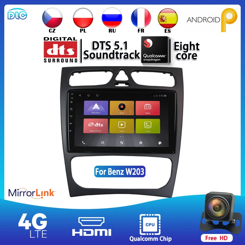 

Qualcomm chip 4+64G DTS 5.1CH Mercedes-Benz C-Class W203 C200 C320 C350 CLK W209 2.5D IPS1280*720 touch screen Android 9.0 car