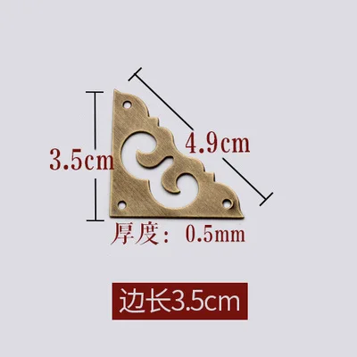 4pcs Retro Corner Brackets cabinet door frame decorantion angle book wooden jewelry box Brass furniture metal accessories Bronze 3.5cm
