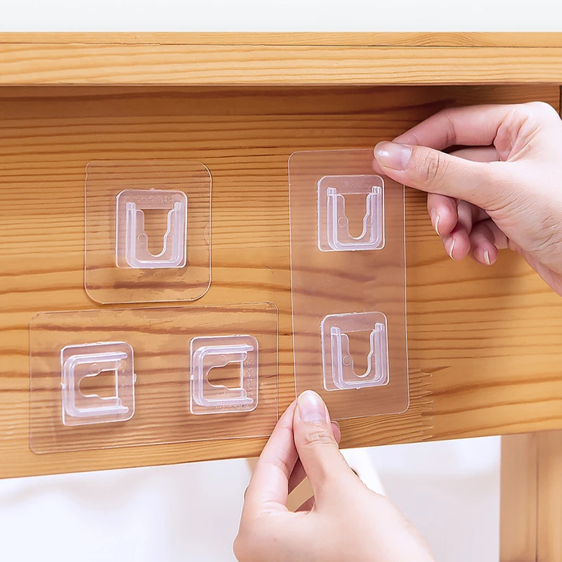 

1 pair Transparent Double-Sided Adhesive Wall Hooks Suction Cup Sucker Hook Storage Holder Kitchen Bathroom Wall Hanger