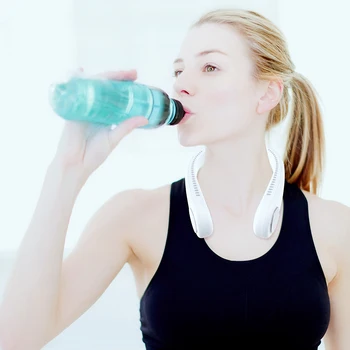 

Dual Fan Office Quiet Collapsible Desk Fans 3 Gears Adjustable Hands-free Hanging Neck Fan Portable Summer Cooler