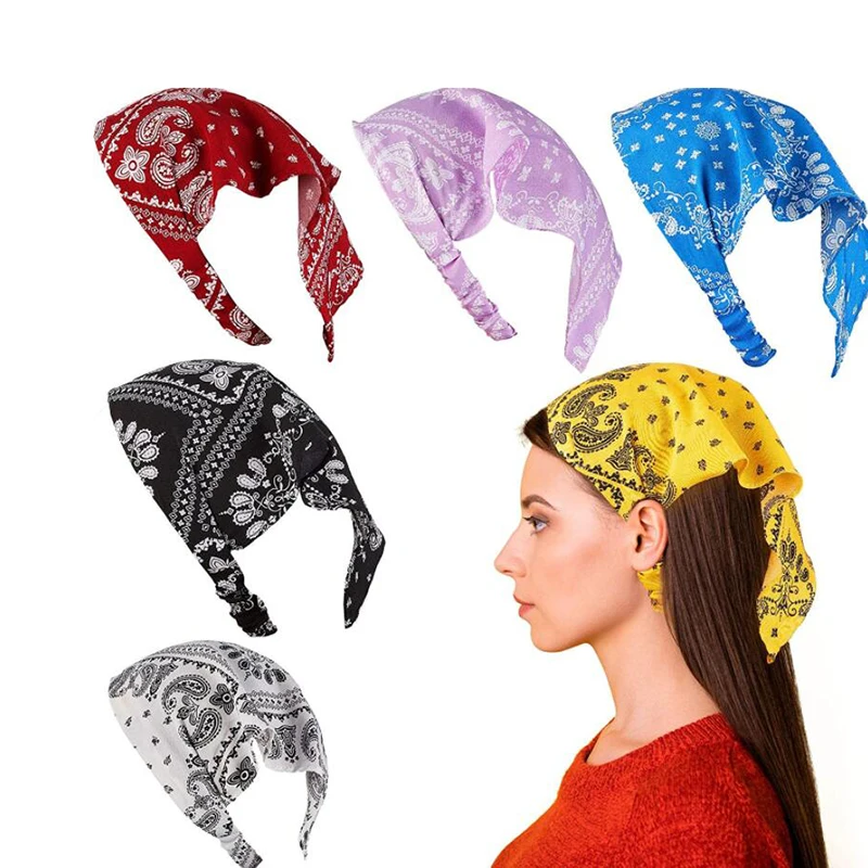 

Printing Headbands Hair Woman Elastic Turban Hair Band Hair Accessories Triangle Fashion Headwrap Headwear New Floral Kerchief