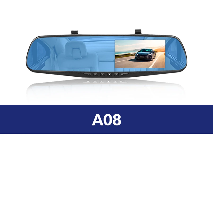A08 E-ACE, 4,3 дюймов, Автомобильный видеорегистратор, камера Full HD 1080 P, автоматическая камера, зеркало заднего вида с dvr и камерой, видеорегистратор, видеорегистратор для автомобиля - Название цвета: A08