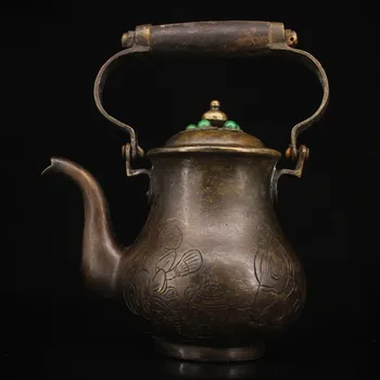 

Wedding decoration collection of old pure copper all copper pure hand-made inlaid gem jug kettle