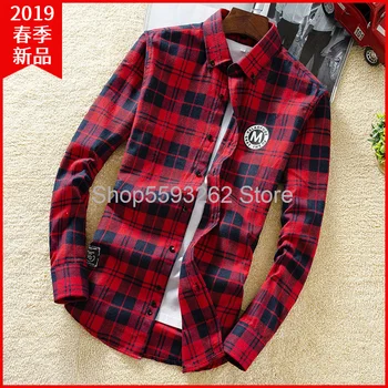 

Shirt men's autumn slim trend wild handsome casual coat plaid shirt casual long sleeve shirt