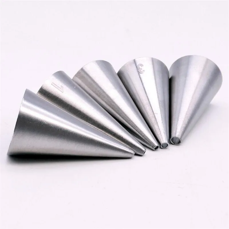 Small Round Icing Piping Nozzles 5Pcs Writing Pastry Nozzle Stainless Confectionery Cream Cake Decorating Tools