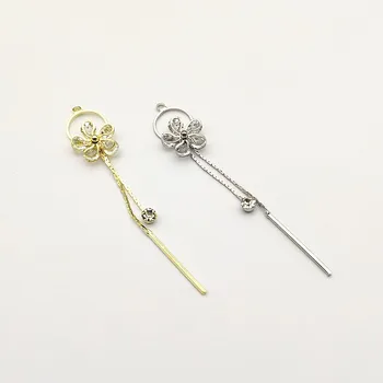 

New arrival! 82x15mm 50pcs Cubic Zirconia Flower charm for Earrings DIY making parts,Jewelry Accessories Findings & Components