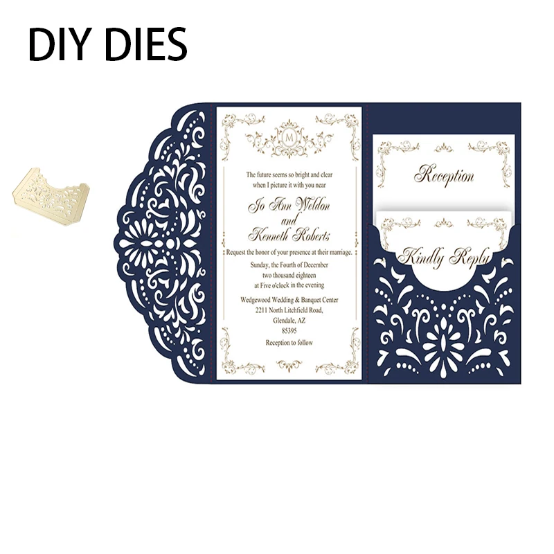  Metal Cutting Dies and Clear Stamps Wedding invitation card for Scrapbooking for DIY Card Making Cu - 4.00046E+12