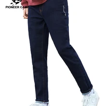 Pioneer Camp Dark Blue Jeans Men Winter Thick Cotton Straight Pockets Causal Mens Jeans Streetwear ANZ901756