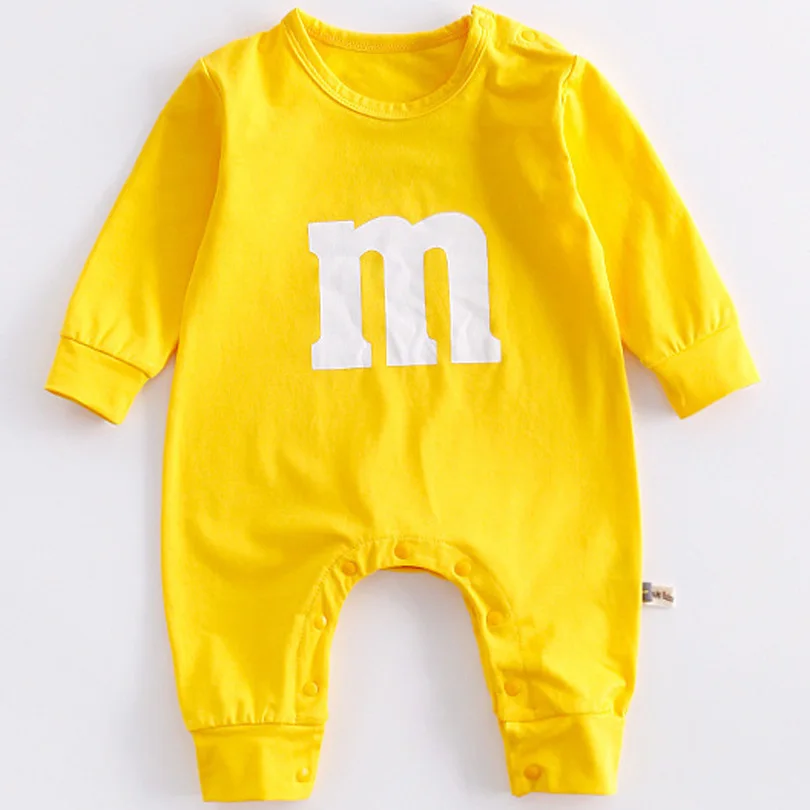 New Fashion Baby Boy Girl Letter M Romper Newborn Kids Long Sleeve Cartoon Printing Jumpsuit Casual Infant Clothing Outwear