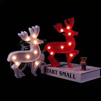 

Lovely 3D Led Night Lamp Christmas Decoration Elk Deer Marquee Led Night Lights Warm Led Table Desk Wall Light K1289 F