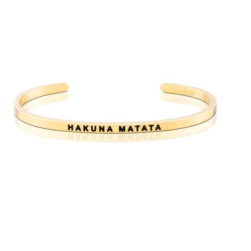 Hakuna Matata древняя африканская пословица браслет с мантрой позолоченный посеребренный Браслет-манжета вдохновляющий подарок Пары подарки