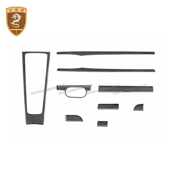 

For Porsche 981 991 718 Boxster Cayman 9PCS Center Console Trim Inner Frame Cover Real Carbon Fiber Door Panel Interior Trim