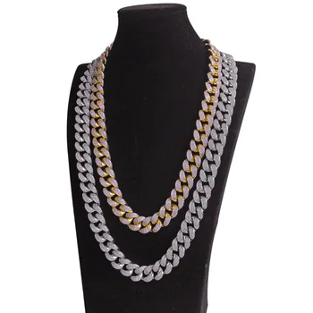 

LuReen 20MM Iced Out Crystal Miami Cuban Micro Paved CZ Chain Necklace For Unisex Gold Silver Color Link Necklaces Jewelry Gift