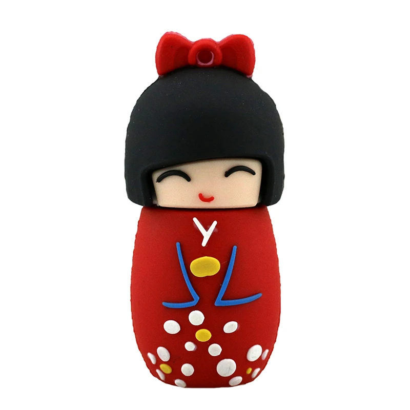 32 ГБ USB 2,0 флеш-накопитель, флешка, японская кукла, кимоно для девочек, 64 ГБ, 128 ГБ, 256 ГБ, 16 ГБ, 8 ГБ, 4 Гб, карта памяти, креативная флешка, подарок - Цвет: Red