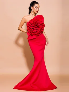 

Elegant Evening Party Dress ToP Quality Sexy Strapless Vintage Fashion Long Maxi Dresses
