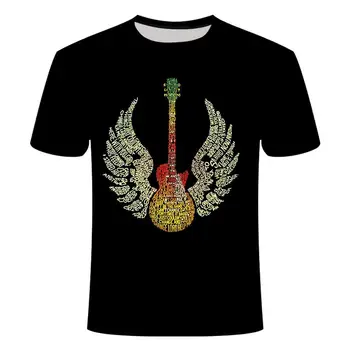 

New Guitar Art Musical Instrument Full Size 3D Printing Fashion Unisex T-shirt Hip Hop Style T-shirt Streetwear Casual Summer