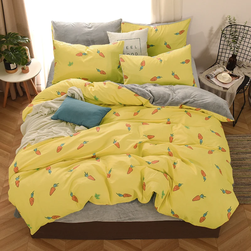 Dreamort осень и зима хлопковый+ фланелевый Комплект постельного белья queen King size простыня+ пододеяльник+ наволочка