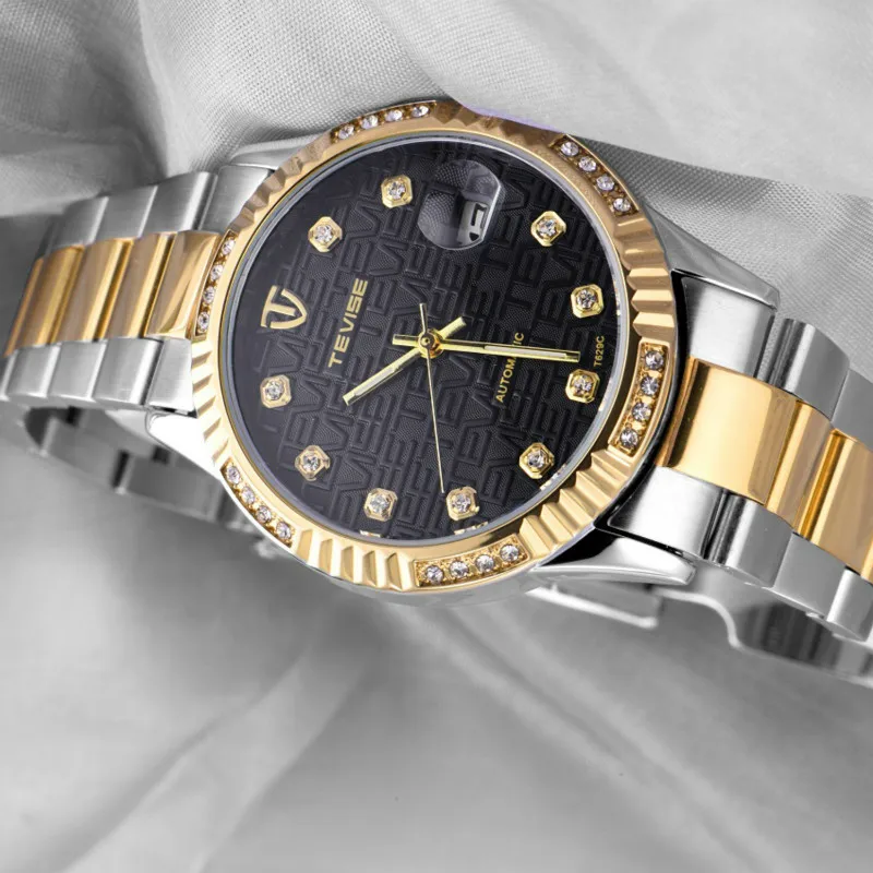 Мужские часы TEVISE Diamond Gold часы мужские Дата светящаяся водонепроницаемые часы мужские деловые часы автоматические механические наручные часы