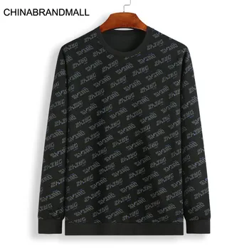 

Autumn Men Plus Fat Plus Size Round Neck Long Sleeve Male Fat Man Printing Sweater