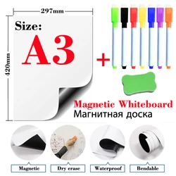 Tableau blanc magnétique de taille A3, équipement éducatif, petits tableaux blancs effaçables à sec, autocollants de réfrigérateur, papeterie de tableau de Message scolaire 