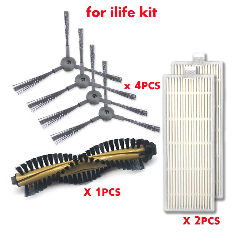 

7PCS side brush HEPA main brush kit for ilife V3S v3L v3s Pro v5 v50 v5s v5s Pro x5 T4 X430 X432 X620 A4 A6 x623 robot vacuum cl
