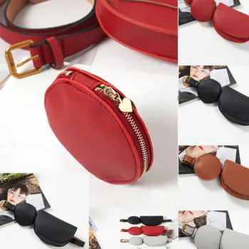 

Aelicy 2 pcs/set Women Solid Fanny Pack Ladies New Fashion Waist Belt Bag Mini Disco Waist Bag Leather Small Shoulder Bags