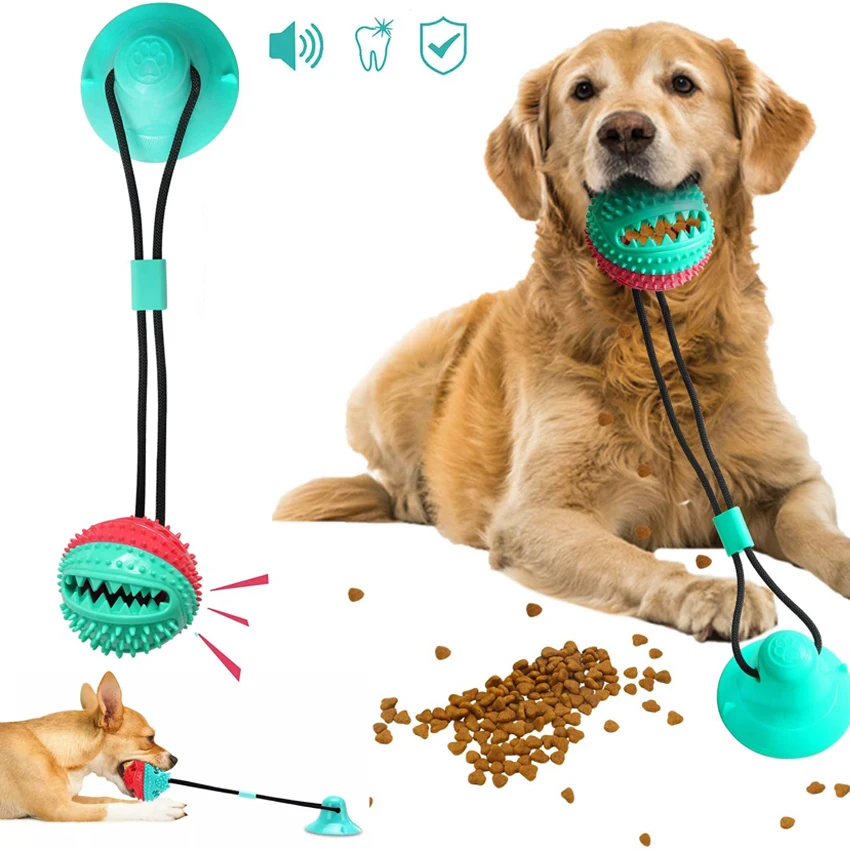 Dog Toys Silicon Suction Cup Tug Interactive Dog Ball Toy For Pet Chew Bite Tooth Cleaning