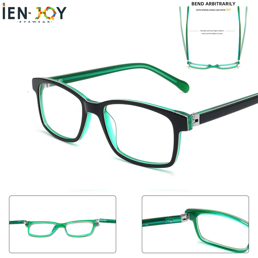 Optical Glasses Frames IENJOY 180 Bend Spring Hinge Acetate Child Boy Girl Myopia Prescription Eyeglass Frames Kid Optical Glasses Frame optical glasses frames