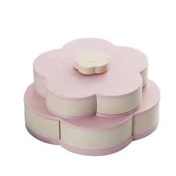 

Food Container Plate Fruit Storage Candy Box Jewelry Snack Rotary Wedding Organizer Home Party Flower Shape Double-deck