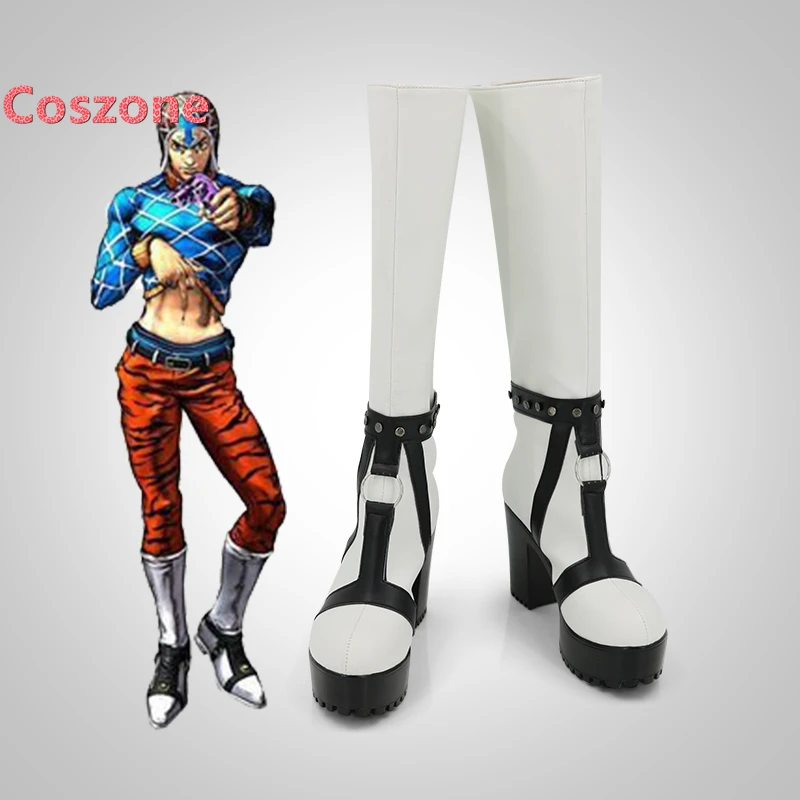 JoJo's Bizarre Adventure Golden Wind Guido Mista White Cosplay Shoes Boots  Halloween Carnival Costume Accessories|Shoes| - AliExpress