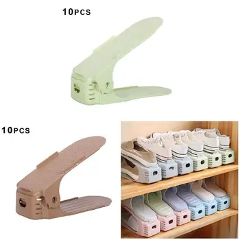 

Hot 10Pcs Shoe Slots Organizer Adjustable Shoe Racks Space Saver Storage Stand PLD