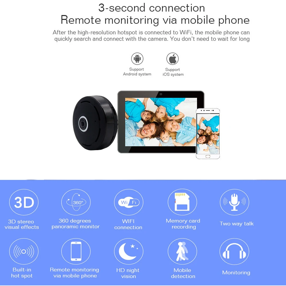 Камера видеонаблюдения YUNSYE 960P/1080P 360 панорамная wi fi|Камеры видеонаблюдения| |