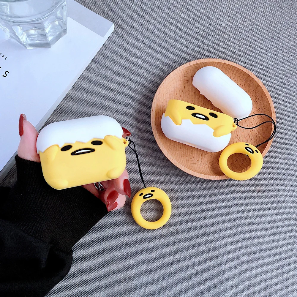 Беспроводной чехол для наушников для Airpods 3 мягкий силиконовый милый мультфильм грустное яйцо Гудетама чехол для Airpod Pro с кольцо-держатель для пальца