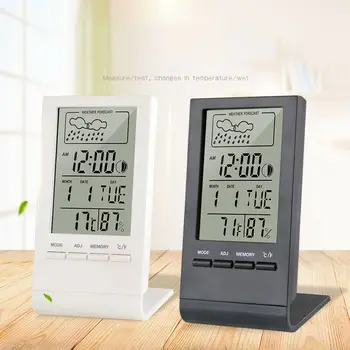 

Household Indoor Thermometer LCD Digital Room Thermometer Hygrometer Humidity Meter Weather Forecast Temperature Clock