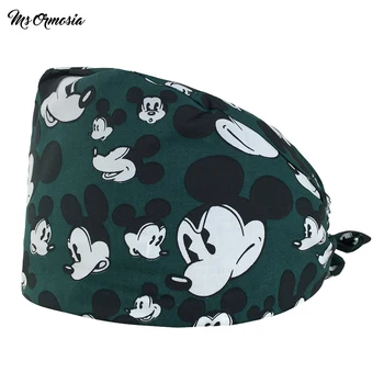 

High quality purple fairy printing men and women 100% cotton beauty nurse cap doctor cap drawstring surgical cap medical hat new