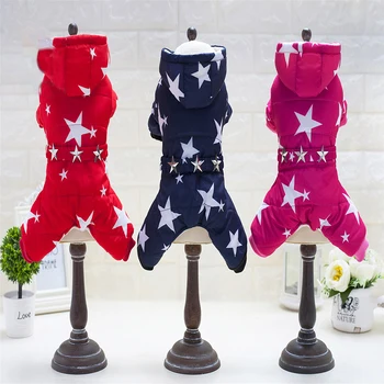 

Autumn and Winter Pet Clothes Dog Supplies Polyester Dog Coats Thickened Print Starry Four-leg Leisure Simple Cotton Coats