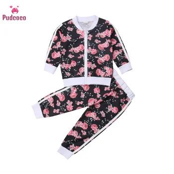 

Pudcoco 3-7 Y Kids Baby Girl Clothes Set Floral Print Long Sleeve Sweatshirt Long Pants Outfits Toddler Fall Tracksuit Clothing